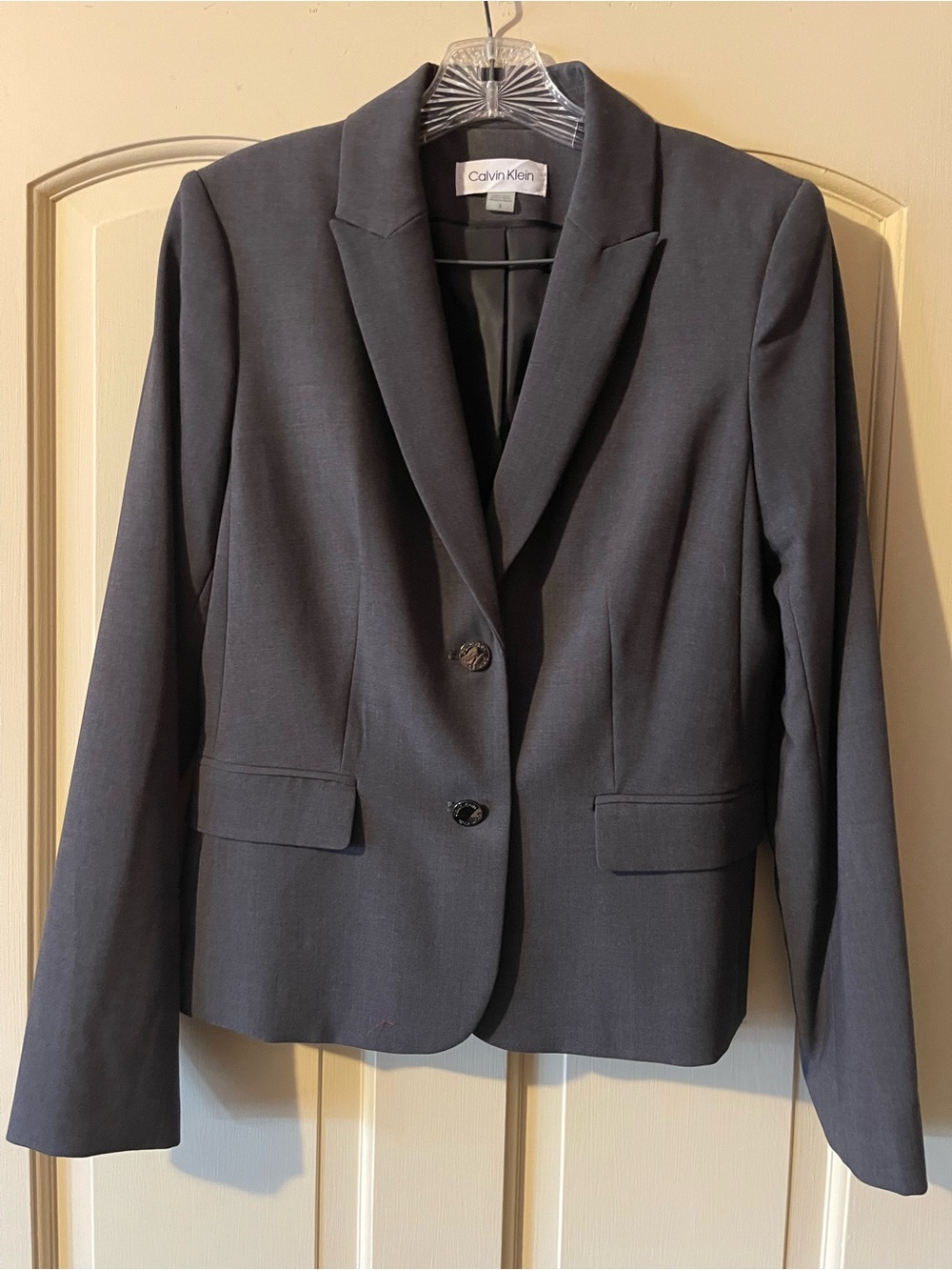 Calvin Klein Charcoal Gray Women's Two-Button Blazer (Size 8)